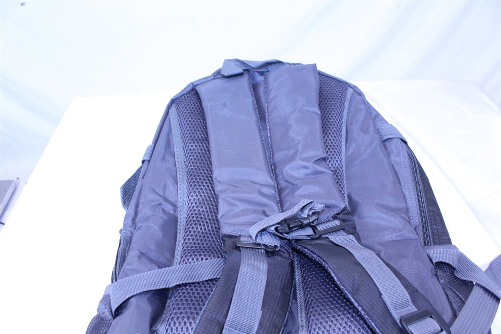 Backpack Multiple Pockets Adjustable Padded Straps Zip Close Grey Black