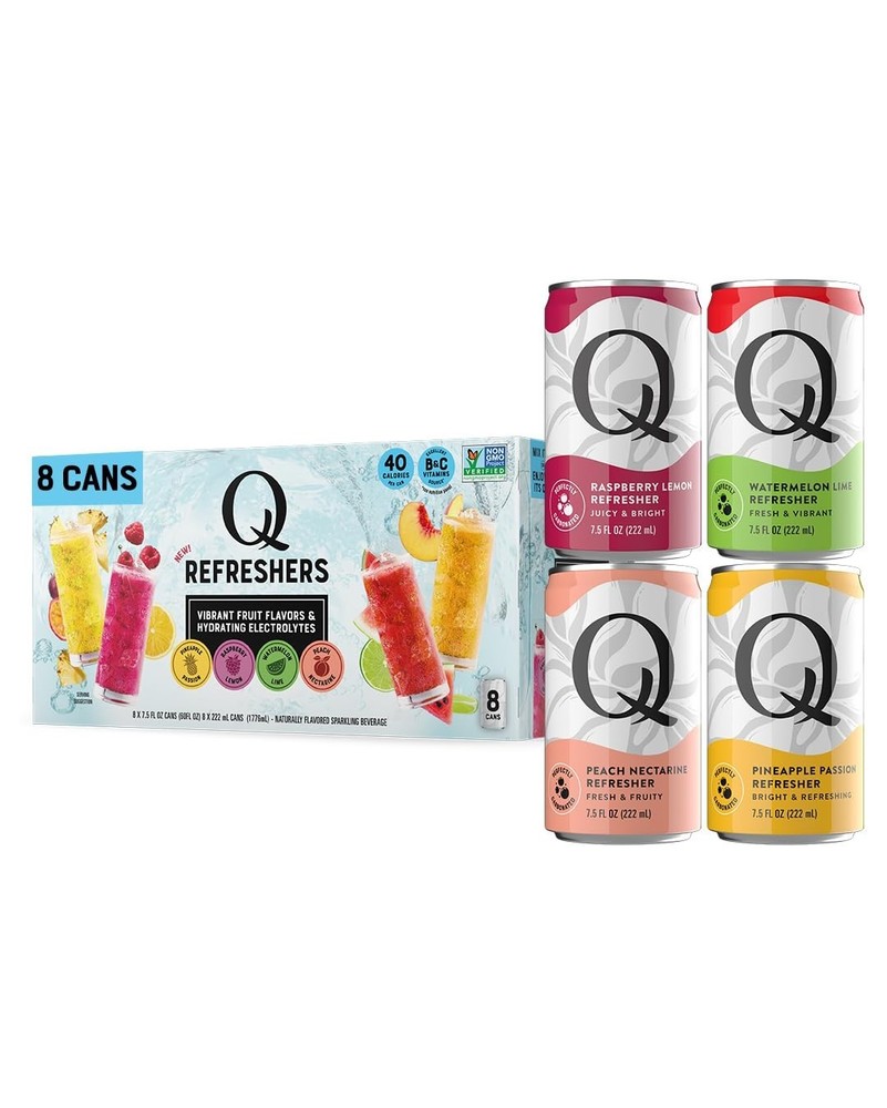 Delicious 8-Pack Q Refreshers – Sparkling Hydration with Electrolytes & Flavor