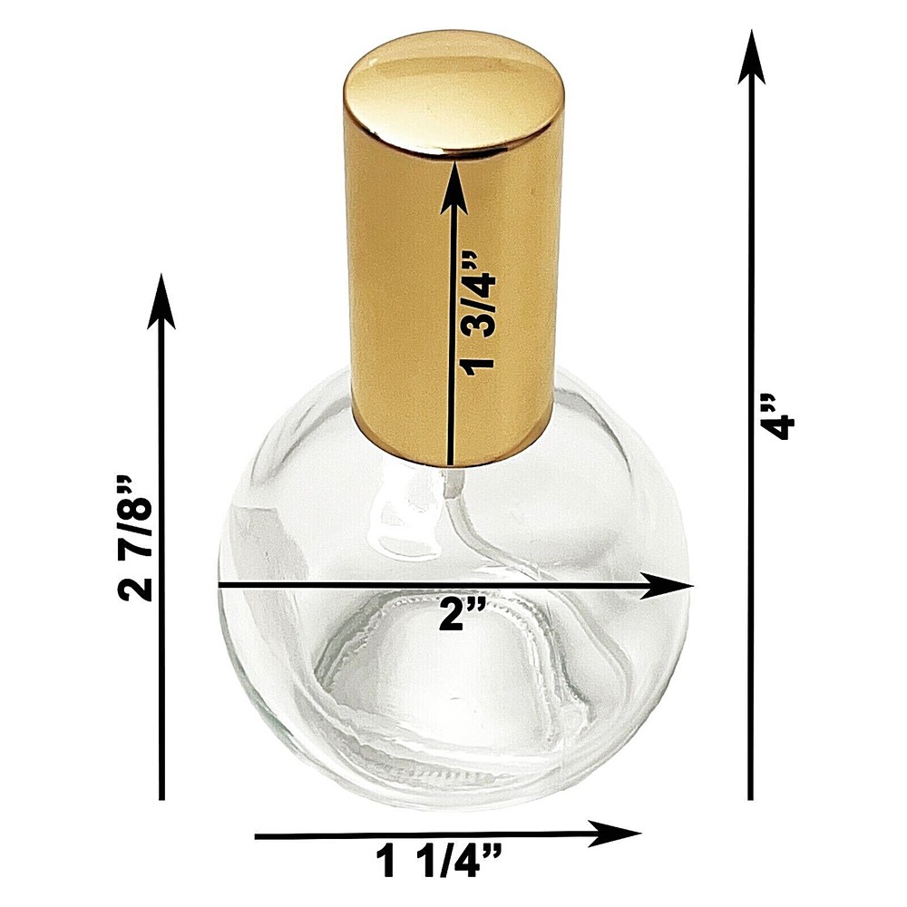 75ml 2.5 oz empty sphere glass perfume bottles gold atomizer refillable decant