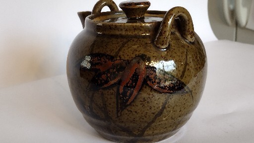 Handmade Stoneware Pottery Artistic Teapot Bamboo Design