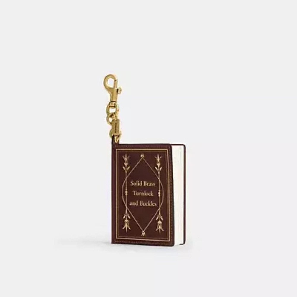 Coach Brown Leather Note Book Bag Charm Keychain