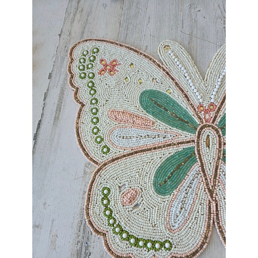 Vintage Nicole Miller butterfly beaded charger spring Easter table decor