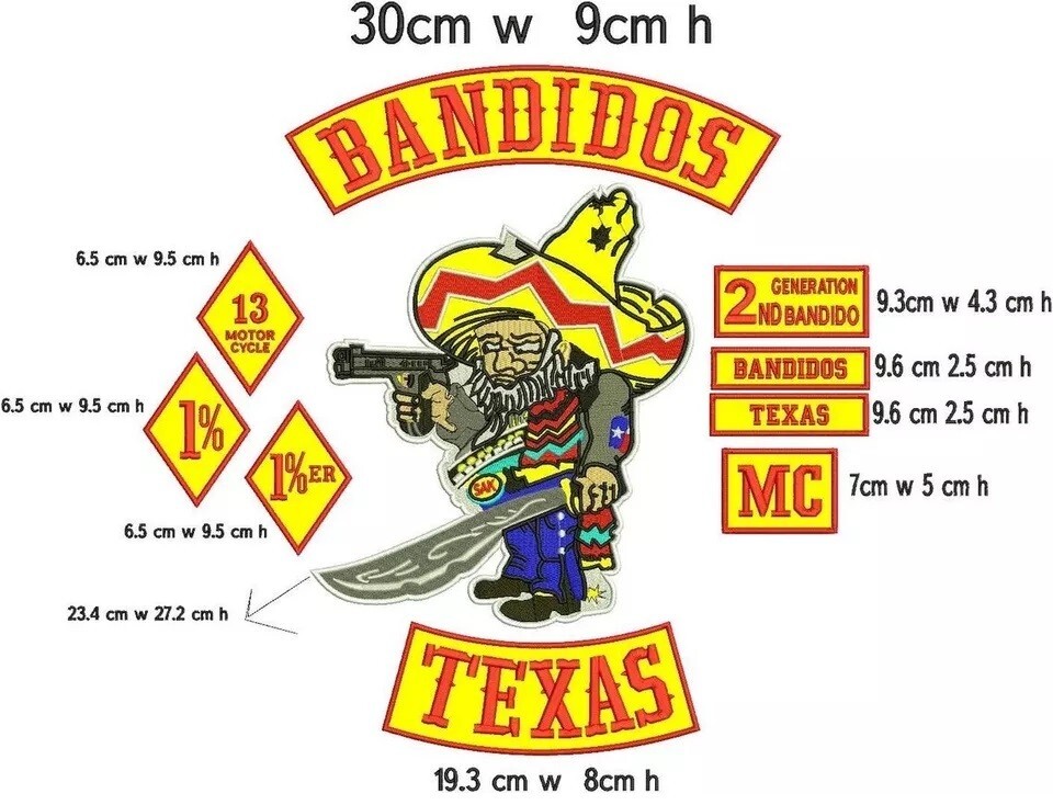 Bandidos Texas mc iron on embroidered set applique