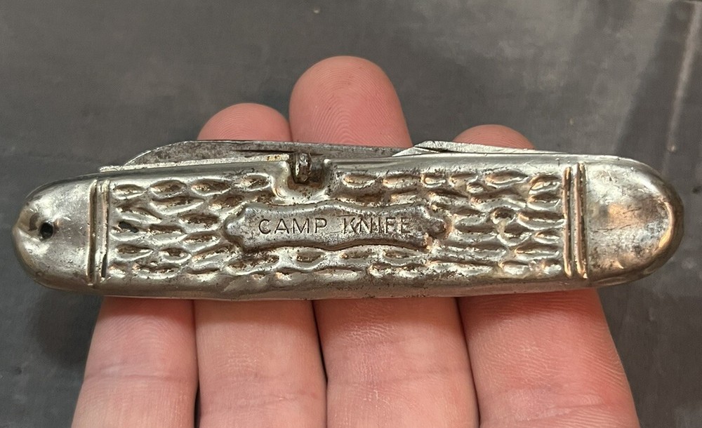 VINTAGE SILVER CAMP KNIFE 3 Blade