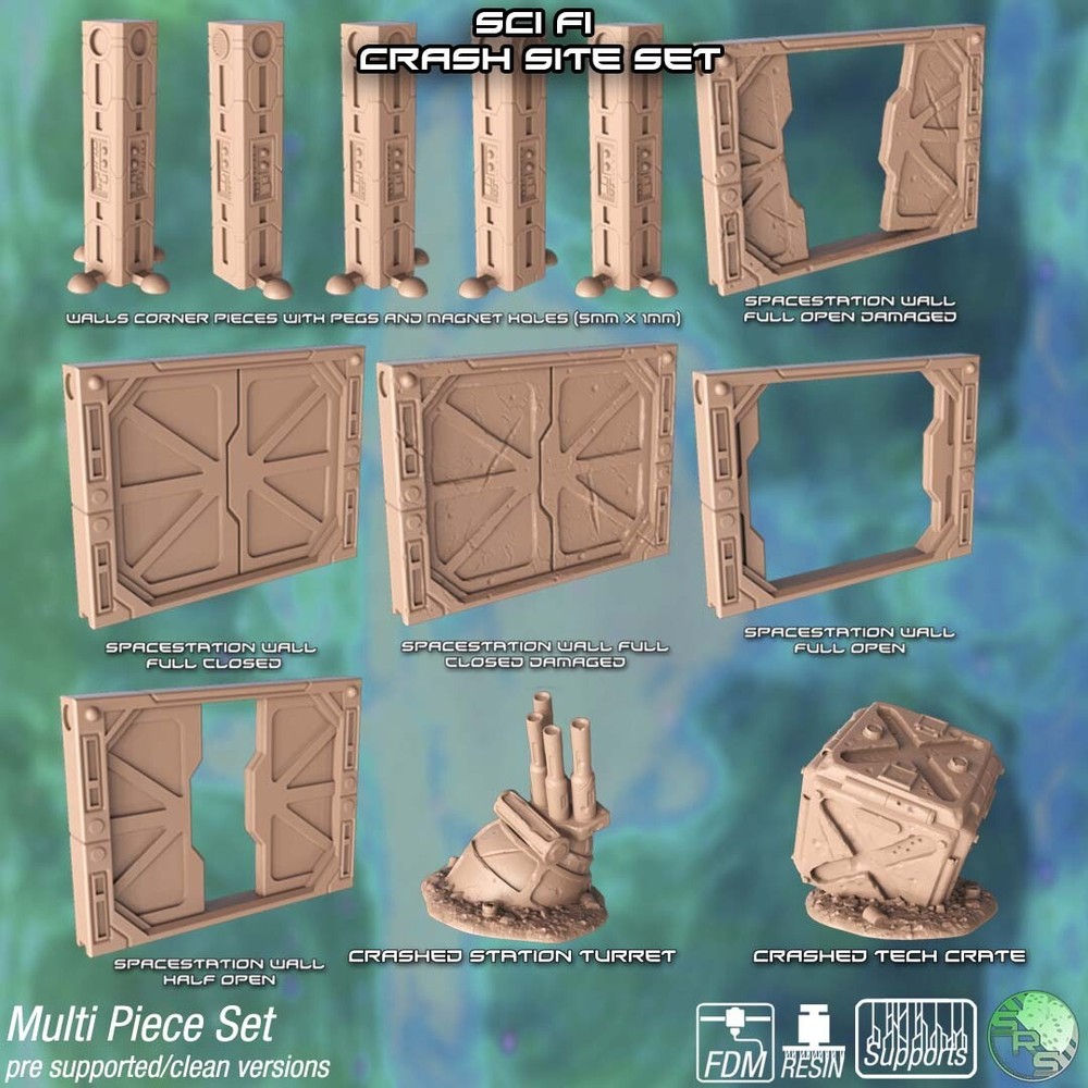 Sci-Fi Crash Terrain Legion Terrain Scenery Tabletop Miniatures 28mm