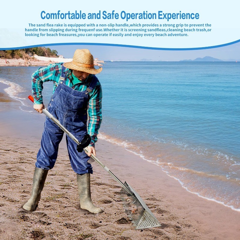Sand Flea Rake, Detachable Long Handle Sand Sifter for The Beach