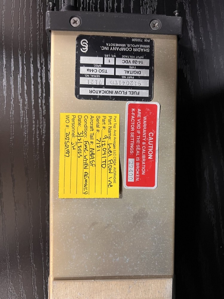 SHADIN FUEL FLOW INDICATOR P/N: 912041TD