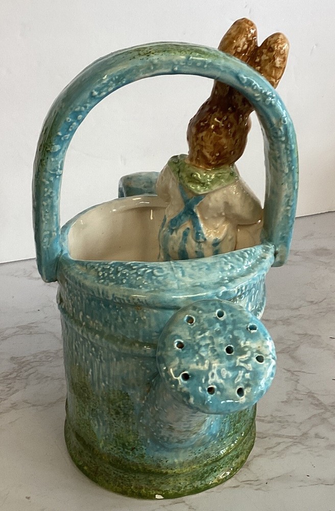 Ceramic Watering Can With Peeping Bunny In Excellent Condition.