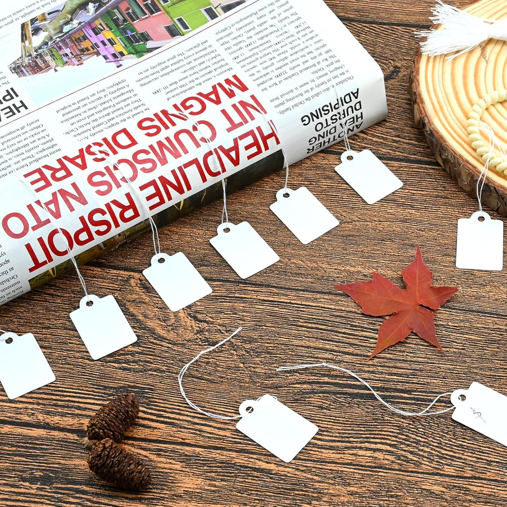 220 Pack White Price Tags with String Attached Writable Display Labels White Pri