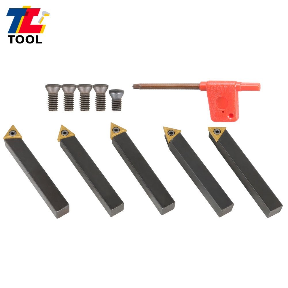 5 pcs 1/2" Carbide Indexable Turning Tool Lathe Tool Bit With Carbide Inserts