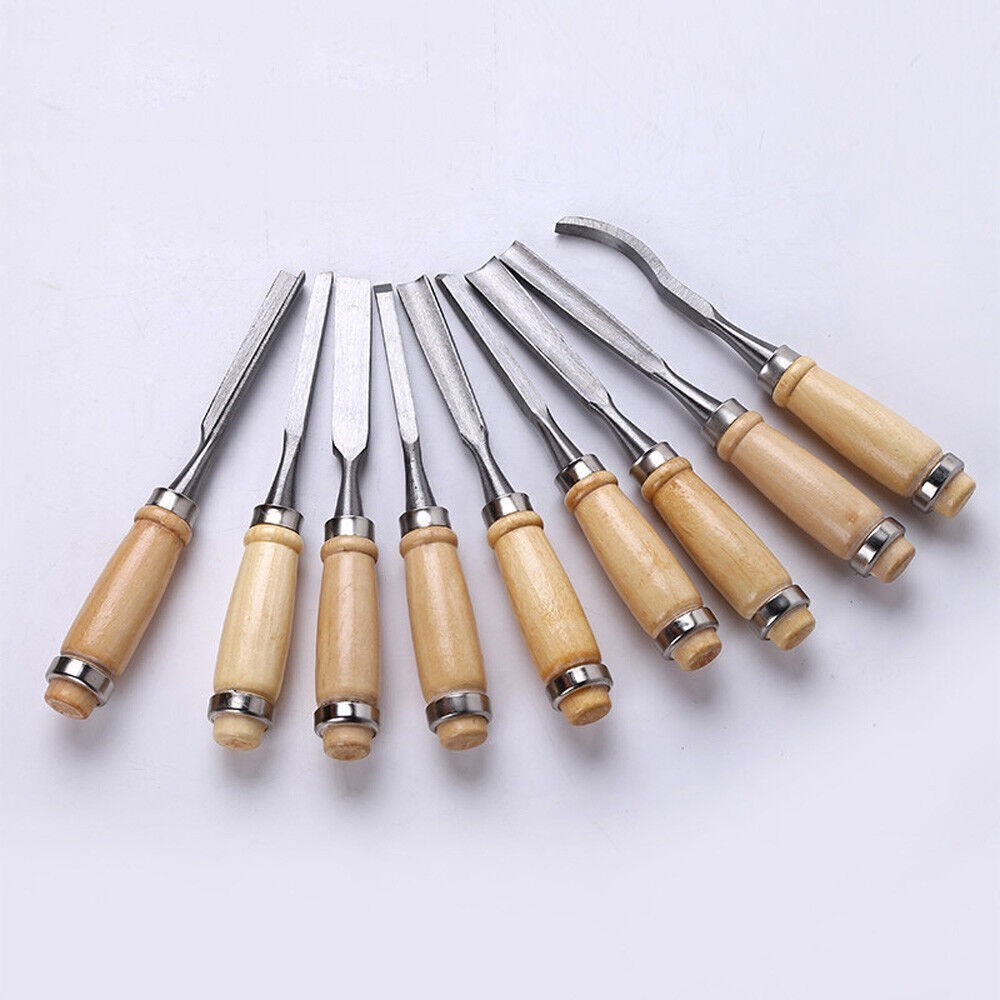 12 Piece Wood Carving Hand Chisel Tool Set Professional Woodworking Gouges Steel
