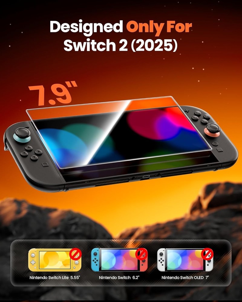 9H Hardness Tempered Glass Screen Protector Set for 2025 Switch 2 - 3 Pack
