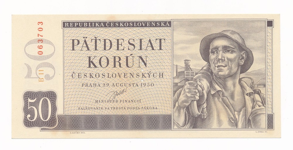 Czechoslovakia 50 Korun 1950 P. 71 / 71bs Specimen Unc Note