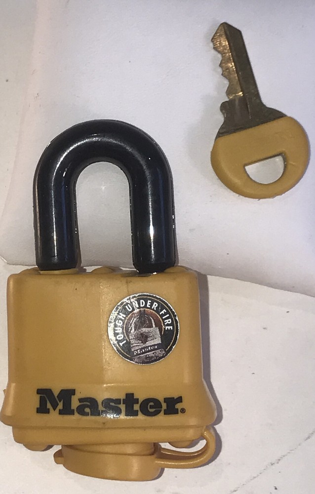 Master  Lock Tough Under Fire Yellow Weather Resistant  Pad Lock