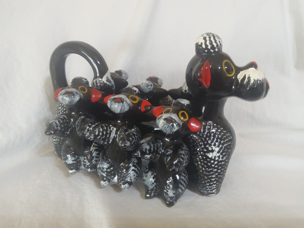 Vintage Redware Poodle Spice Rack Japan