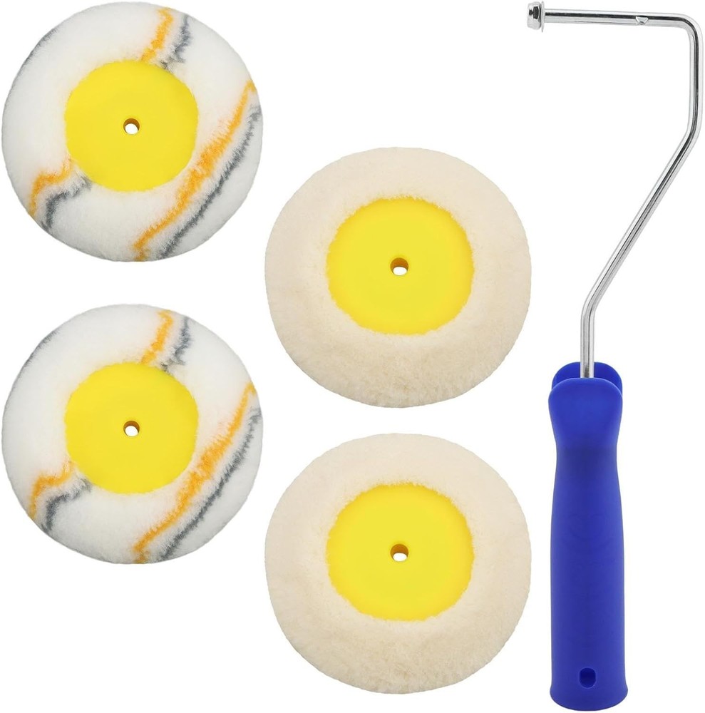 Ergonomic Corner Paint Roller Tool Set with 4 Replacement Heads - Home Painting