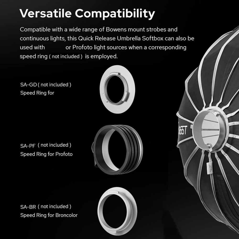 Godox S85T Quick Release Umbrella Softbox with Standard Bowen Mount & Diffusers