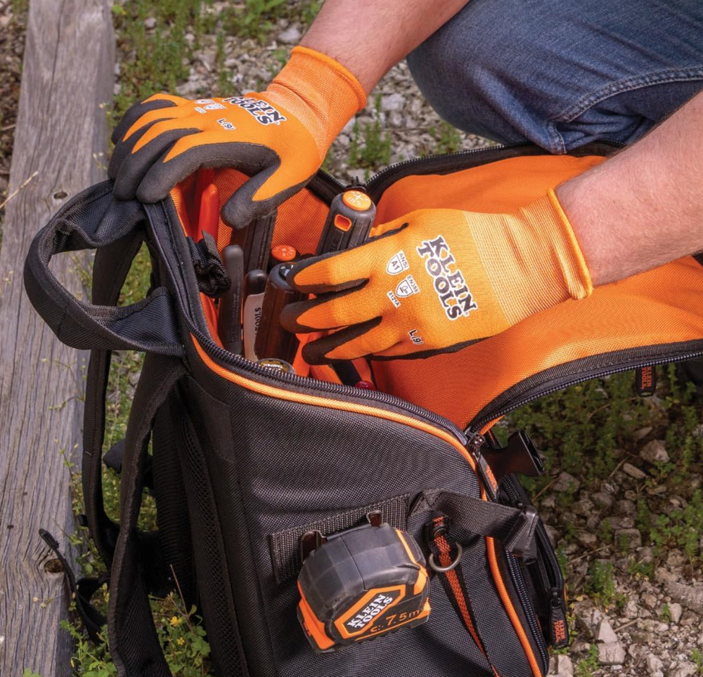 Klein Tools 60581 Work Gloves Large 2-Pair Cut Resistant ANSI A1 Nitrile Touchsc