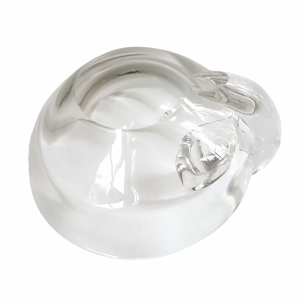 Vintage Steuben Style Crystal Olive Bowl Scroll Handle Hand Blown