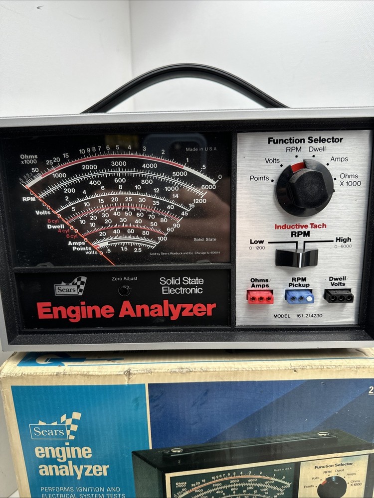 Vintage Sears Engine Analyzer 28 21423 w/ Manual & Cables Complete in OG Box