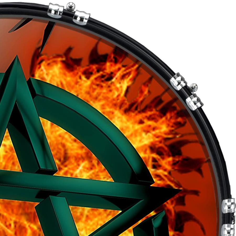 20" Custom Bass Kick Drum Front Head Graphical Graphic Pentagram 2