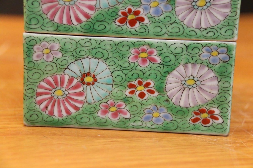 Antique Japanese porcelain stackable box Porcelain Stackable box.