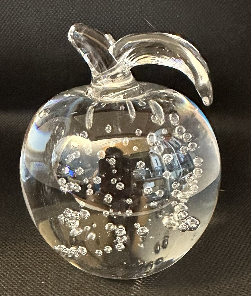 Clear Crystal Apple Paperweight