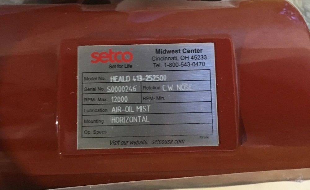 RedHead Spindle  Unit: 413-252500 RPM: 12,000