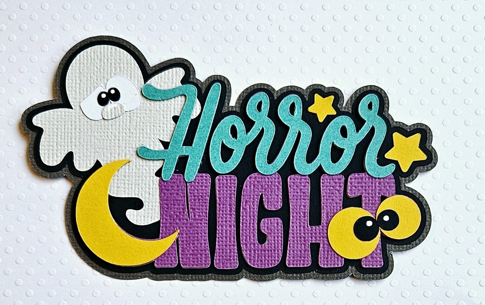 Horror Night Halloween Title. Scrapbook, Card making Paper Piecing.