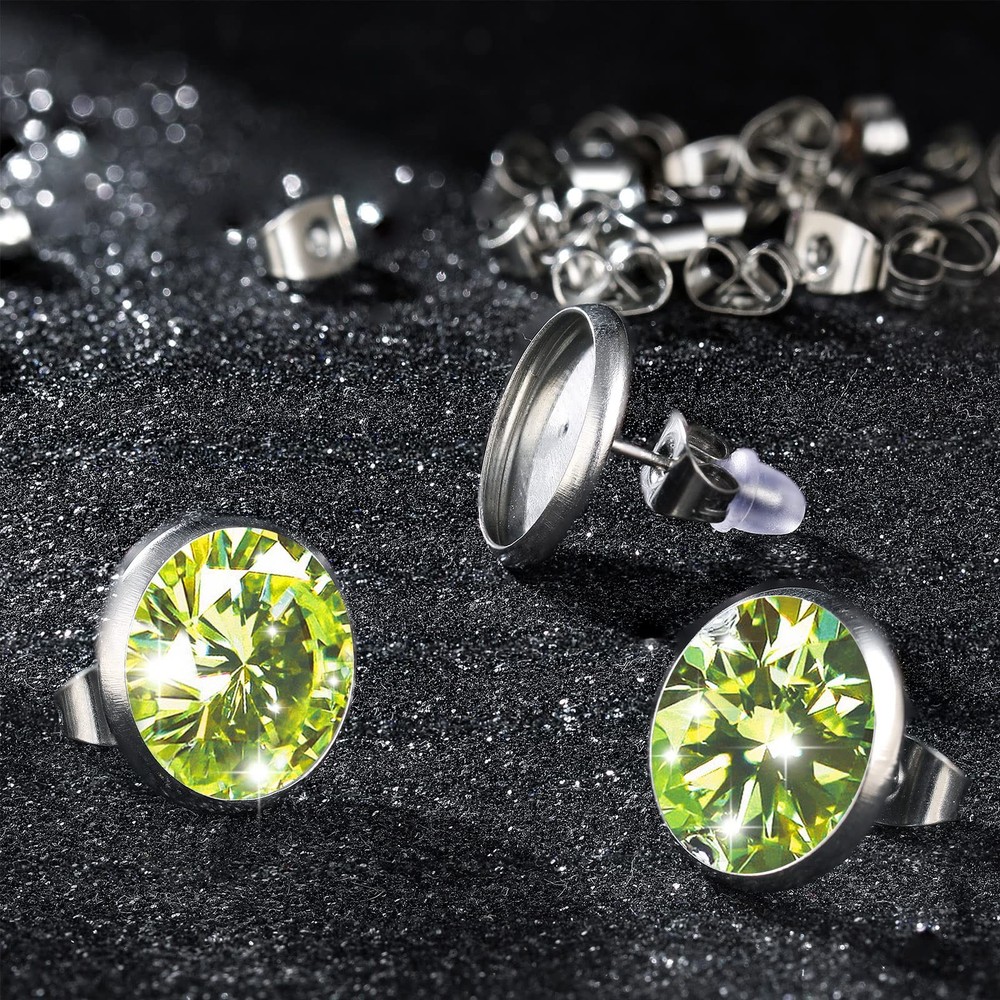 1000 Pieces Stud Earring Kit Include 300 12 mm Stud Earrings Blanks Cabochon ...