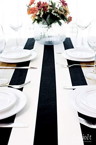 Striped Table Runner Black Table Runner Classic Modern 48'' Black Striped