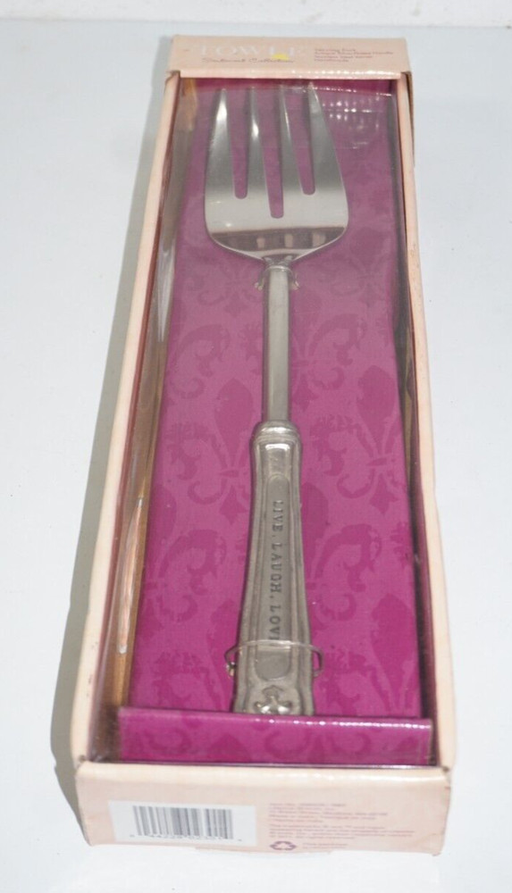 Towle Live Laugh Love Serving Fork Antique Silver Plated Handle