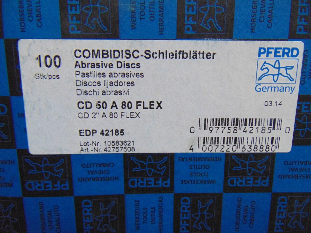 PFERD 2" COMBIDISC Roloc Sanding discs Aluminum Oxide80 Grit 100 Pack abrasive