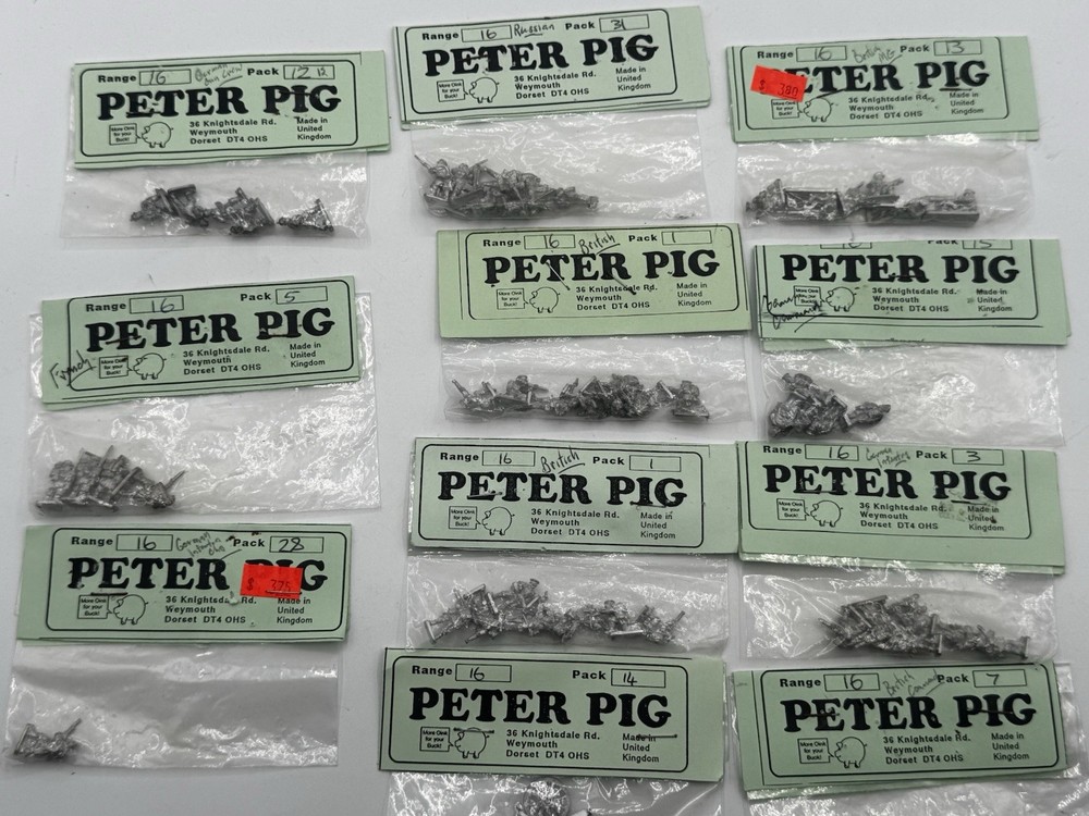 Peter Pig RANGE 16 PACKS : British German Russian 11 Groups Miniatures Command