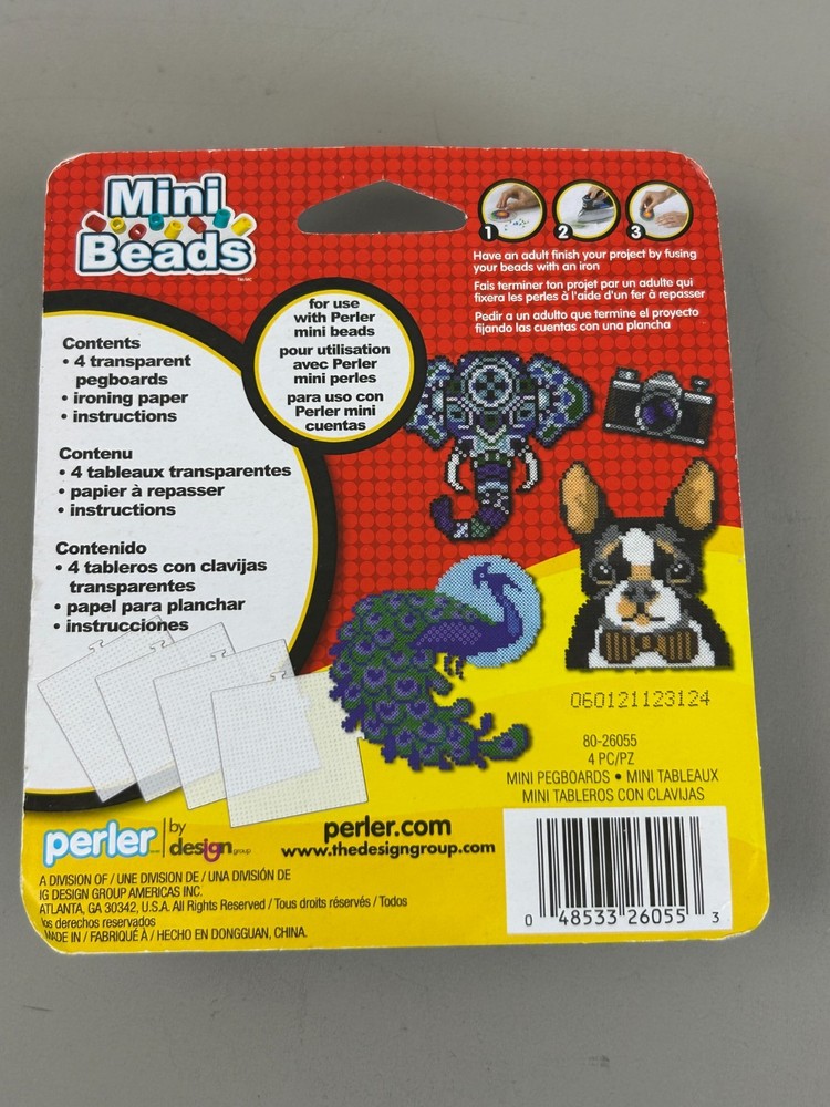 Perler Mini Beads Square Pegboard Set 4 Boards NEW