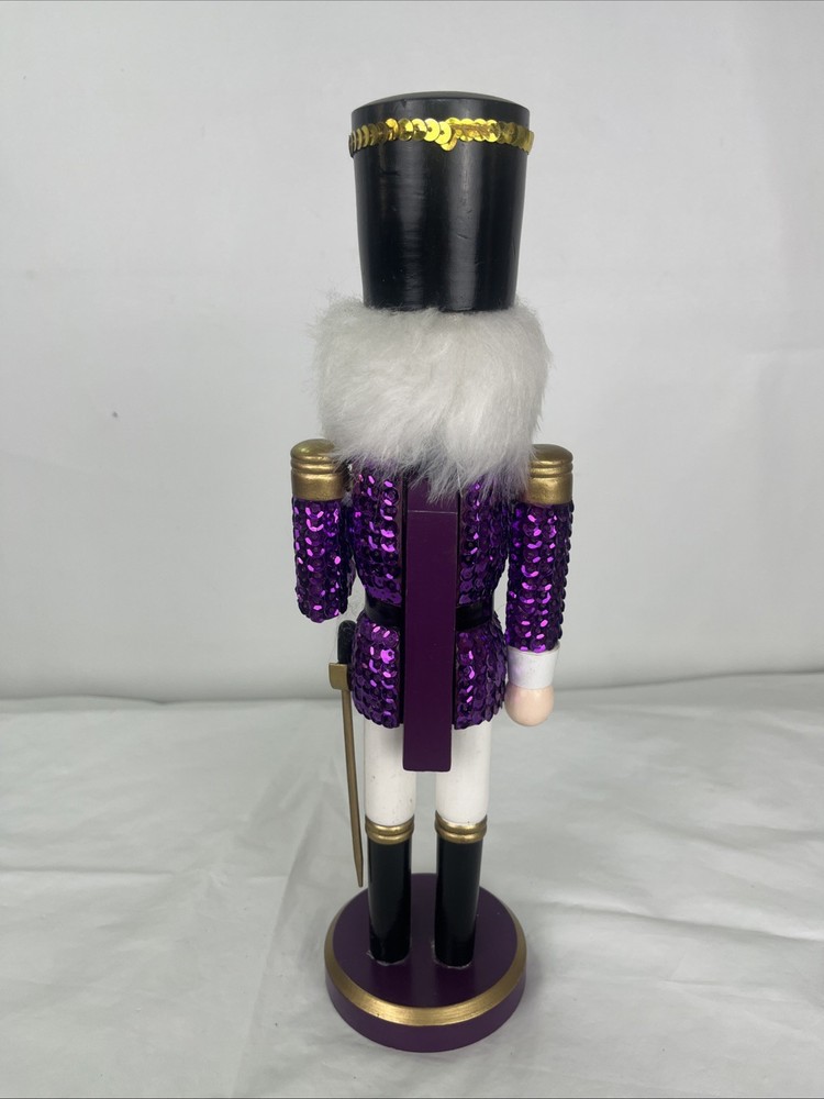 15" Purple Nutcracker Christmas Decor Bedazzled Sequin Coat