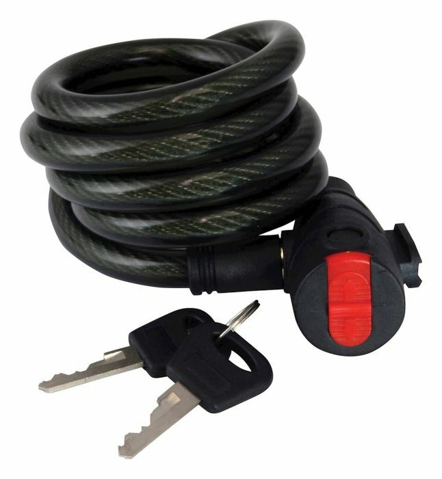 Mammoth Motorcycle Coil Cable Security Lock 1.8m Long x 12mm Diameter & Bracket