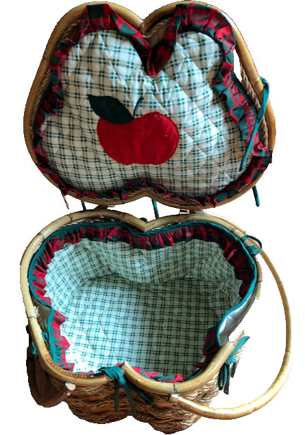 Picnic Basket Apple Shaped Large Padded Inside