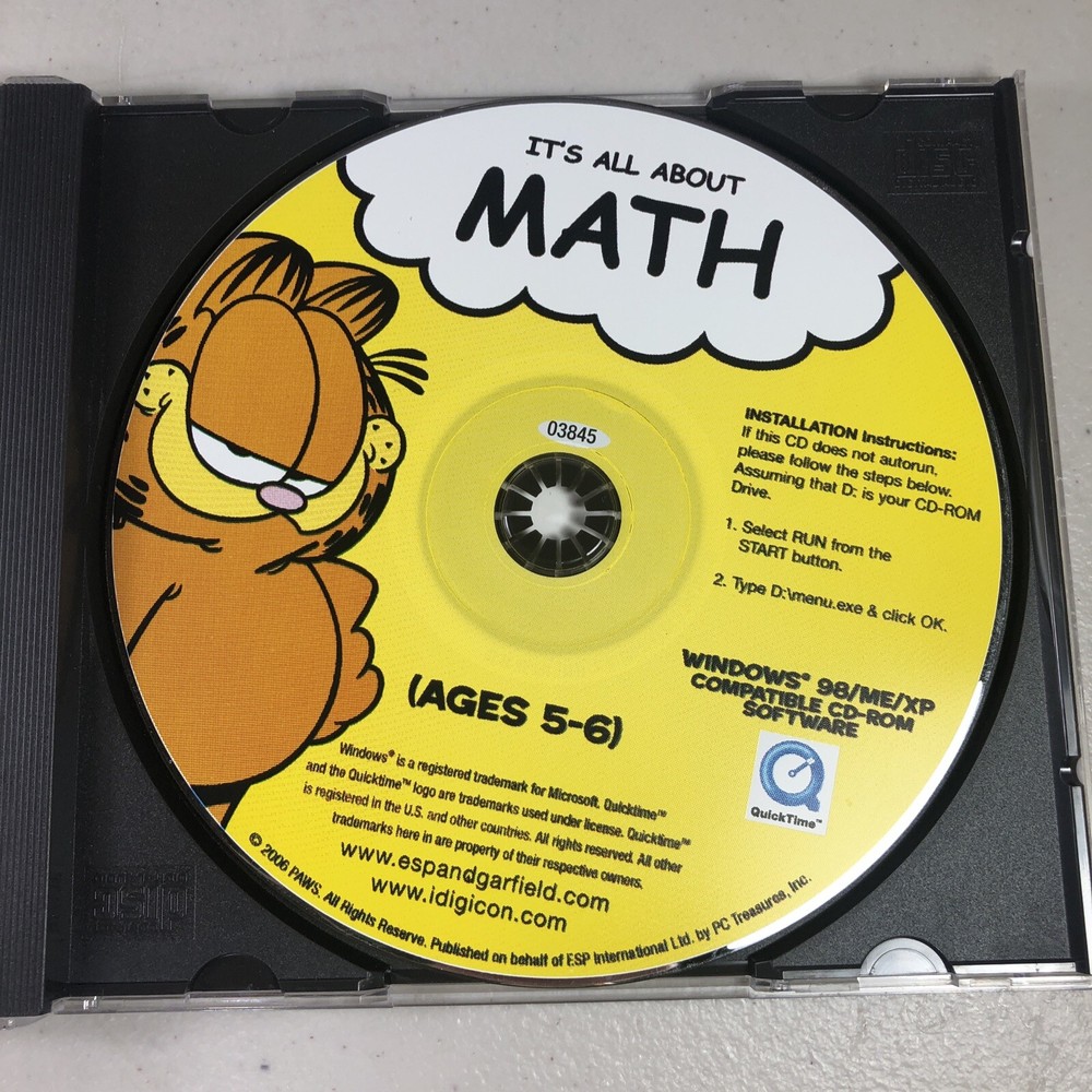 Garfield: It's All About Math & Reading & Phonics Ages 5-6 2006 2004 PC-ROM