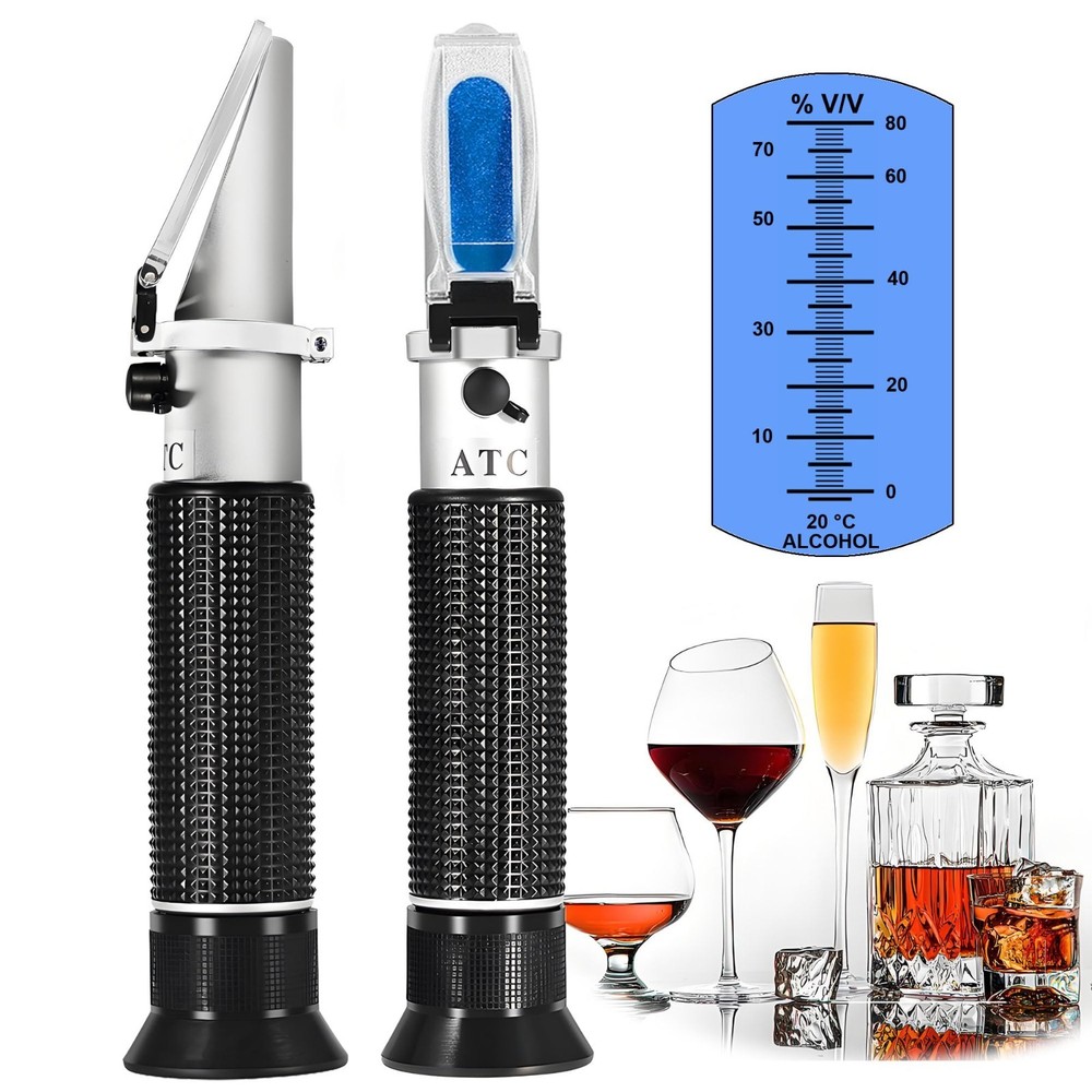 Handheld Alcohol Refractometer - 0-80% Alcohol Content Tester for Spirits & Etha