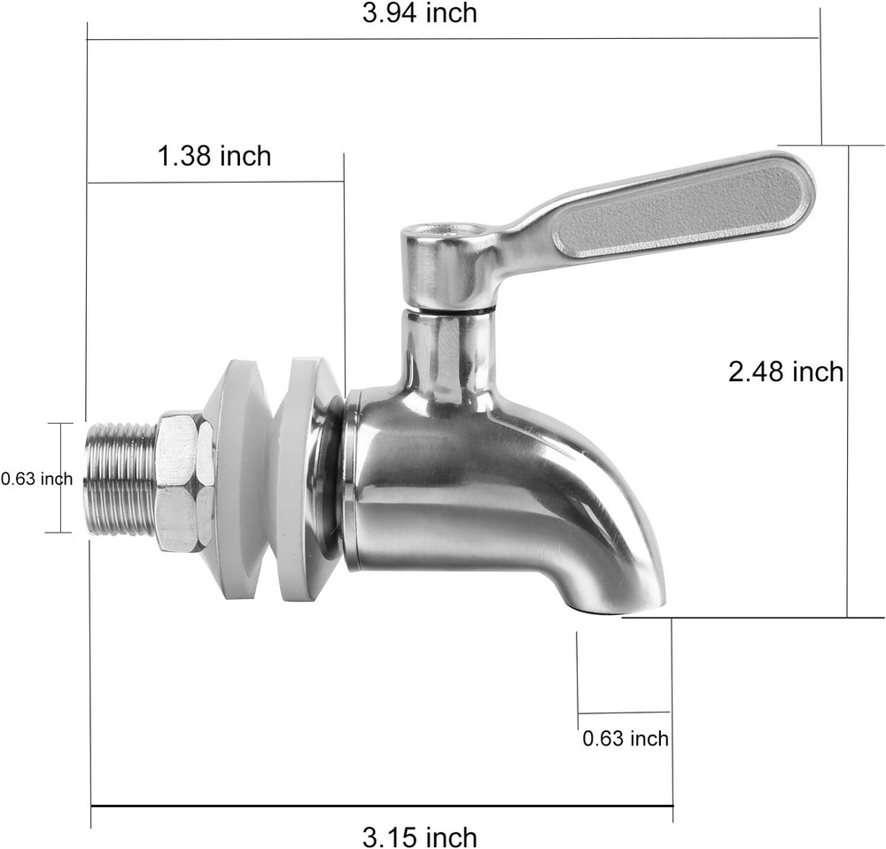 2 Pack Beverage Dispenser Replacement Spigot, Stainless Steel Polished Finished
