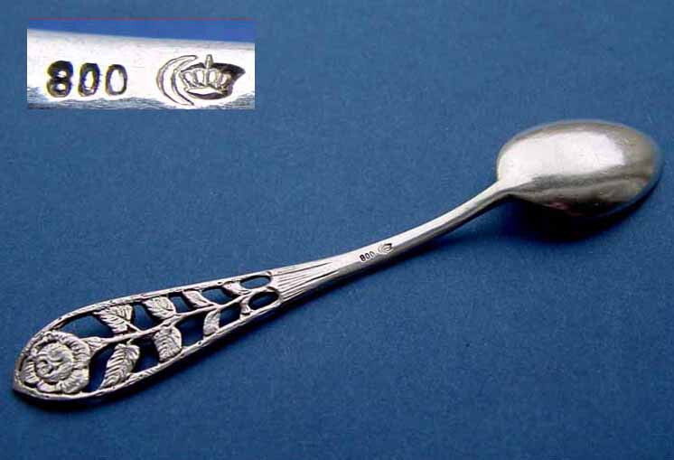 Tea/Coffee Spoon, Rose Decor, 800 Silver B339