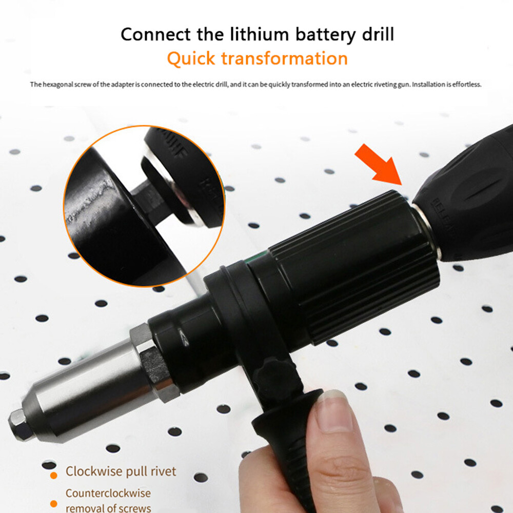 Pop Rivet Gun Tool Professional Cordless Riveter Adapter Kit Riveter Nut Tool☽ ๑