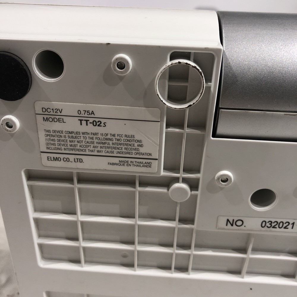 Elmo Model TT-02RX Document Camera Visual Presenter - POWER SUPPLY NOT INCLUDED!