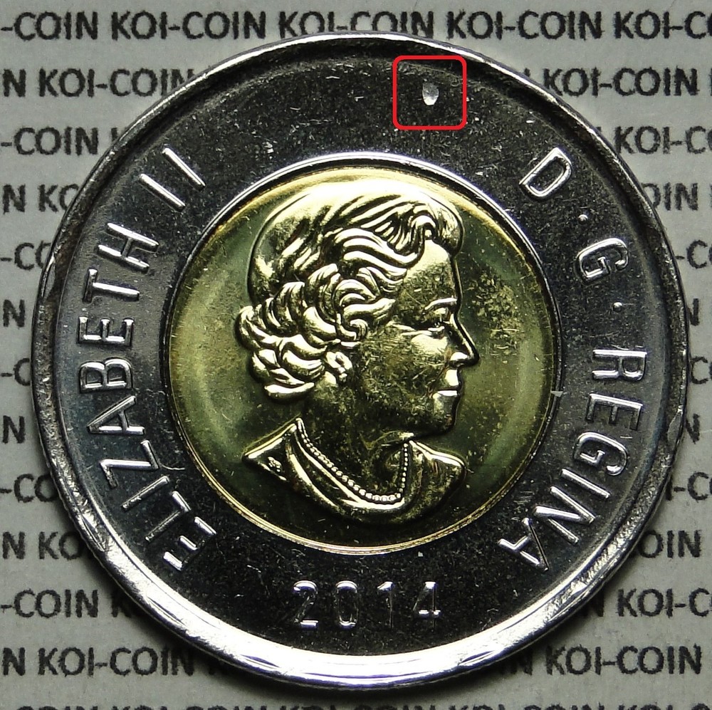 *Error*Strike Throughs*BU Canada 2014 $2 regular toonie coin uncirculated