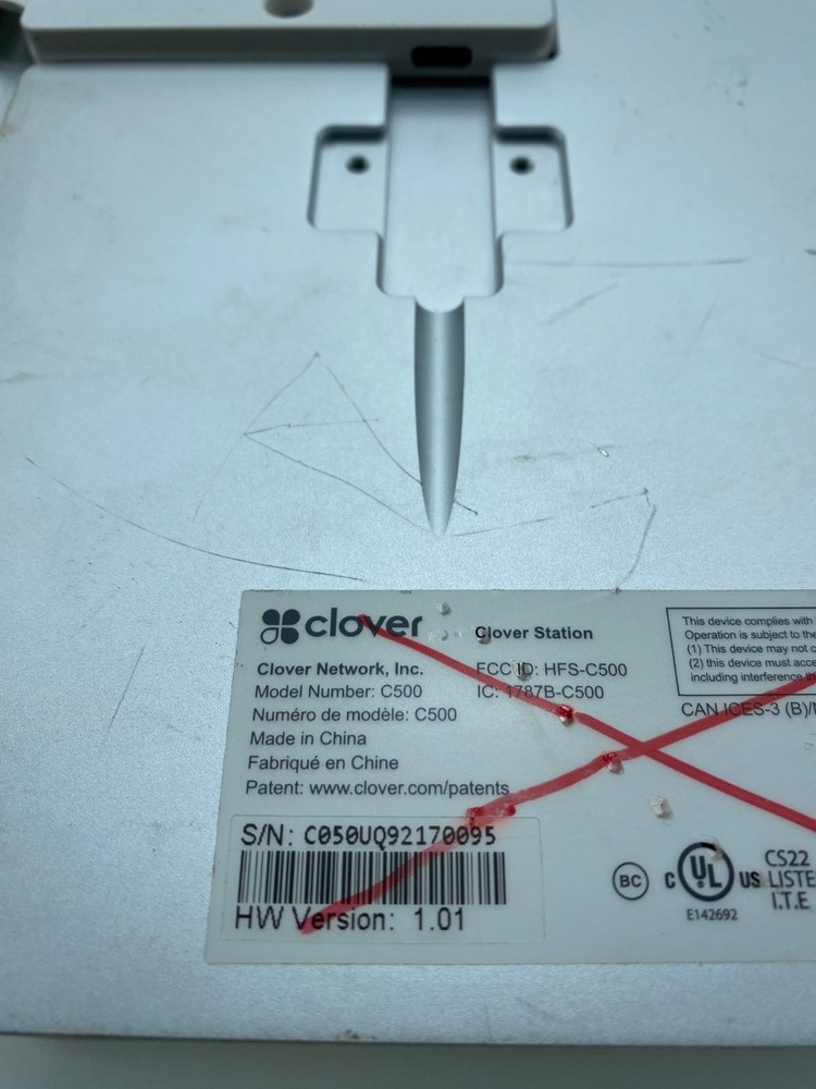 Clover C500 POS Terminal – Powers On – Screen Only –