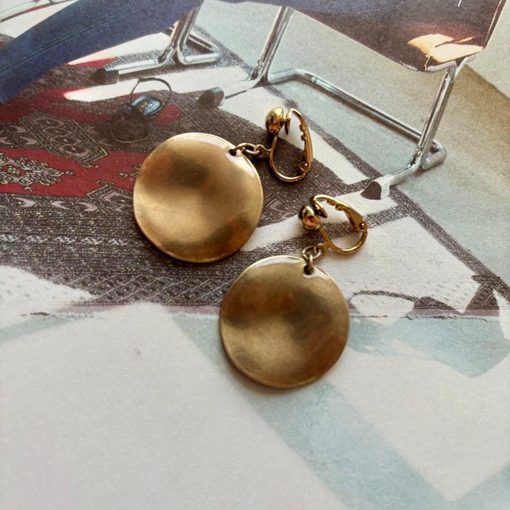 Ameri VINTAGE Gold Round Earrings, Vintage Style, Unused, 2.5cm