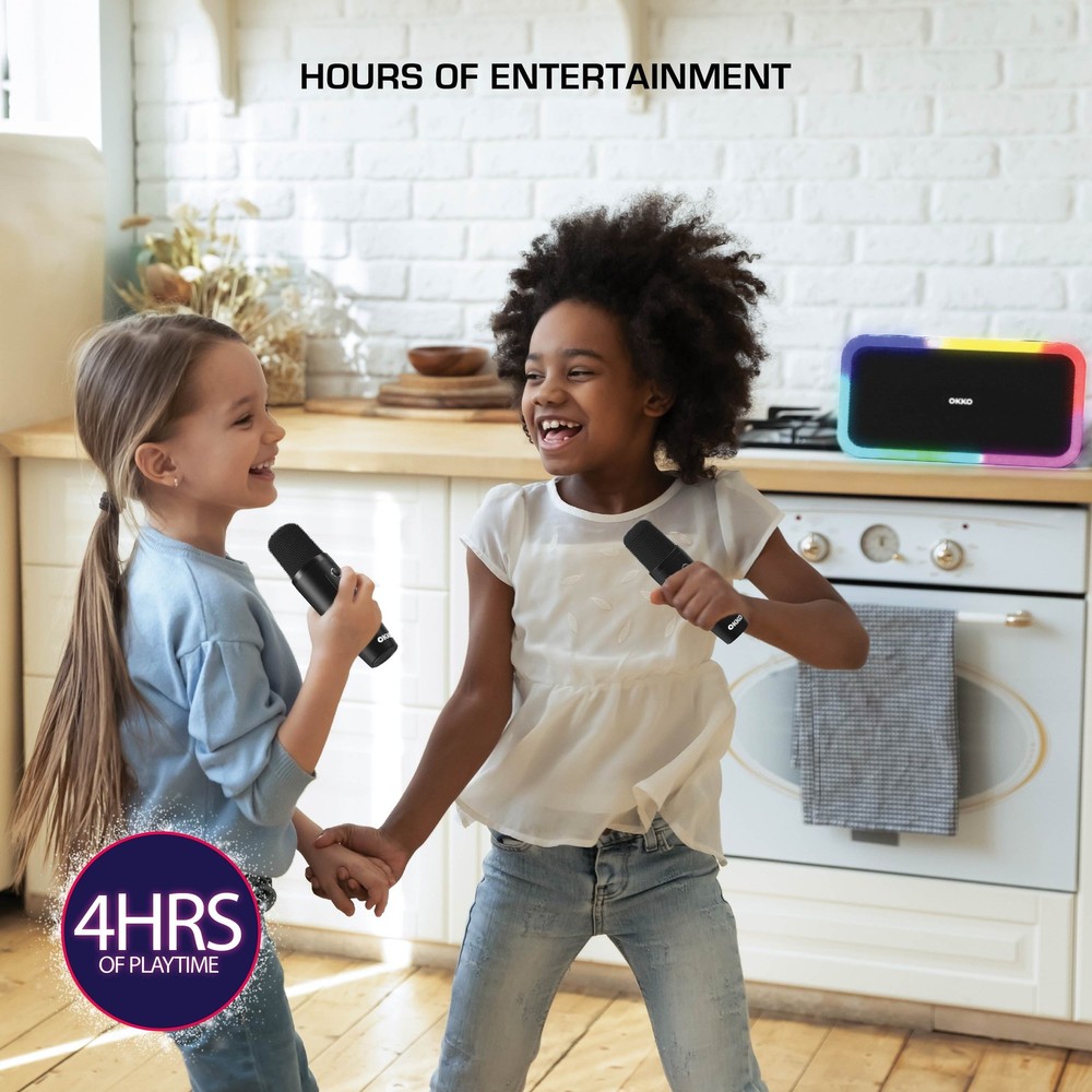 Karaoke Machine with Rechargeable Bluetooth Speaker and 2 Wireless Microphones