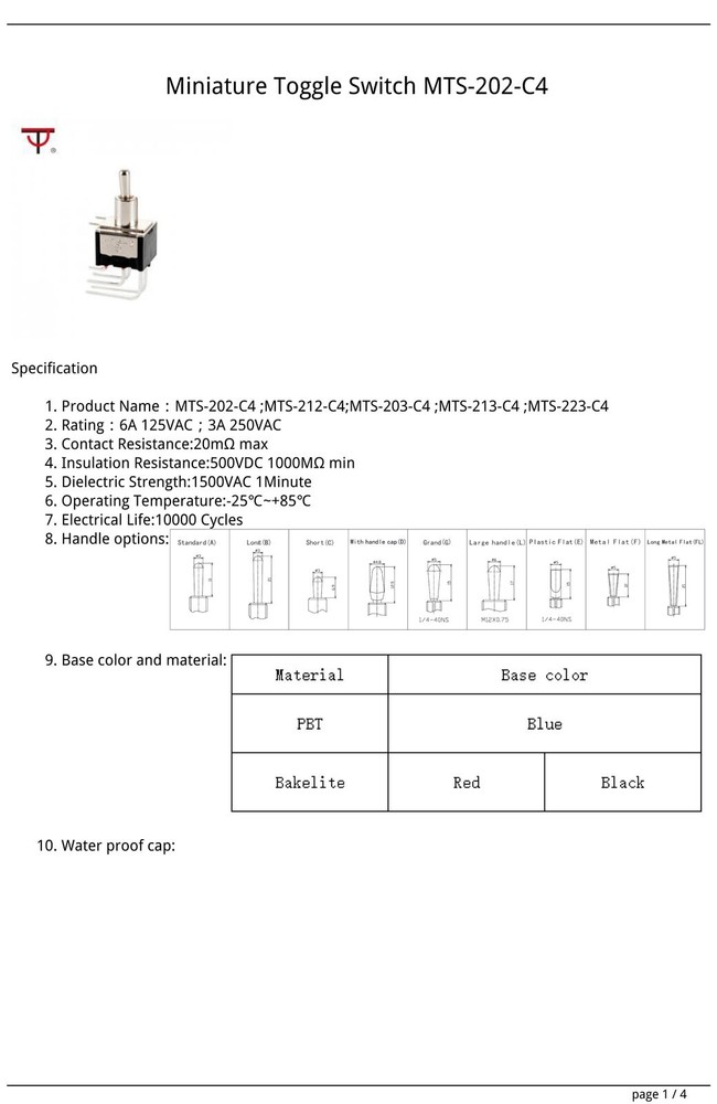 2x (USA source) Toggle Switch, DPDT Right Angle, MTS-202-C4