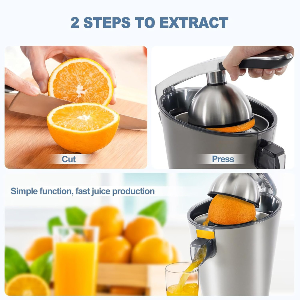 Electric Citrus Juicer, Automatic Orange Juicer Machine & Lemon Squeezer with On